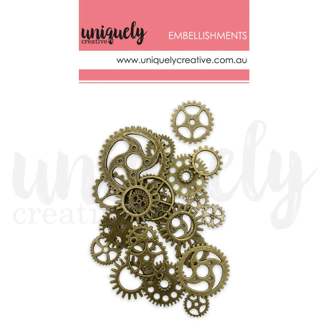 Uniquely Creative Embellishments- Brass Metal Cogs