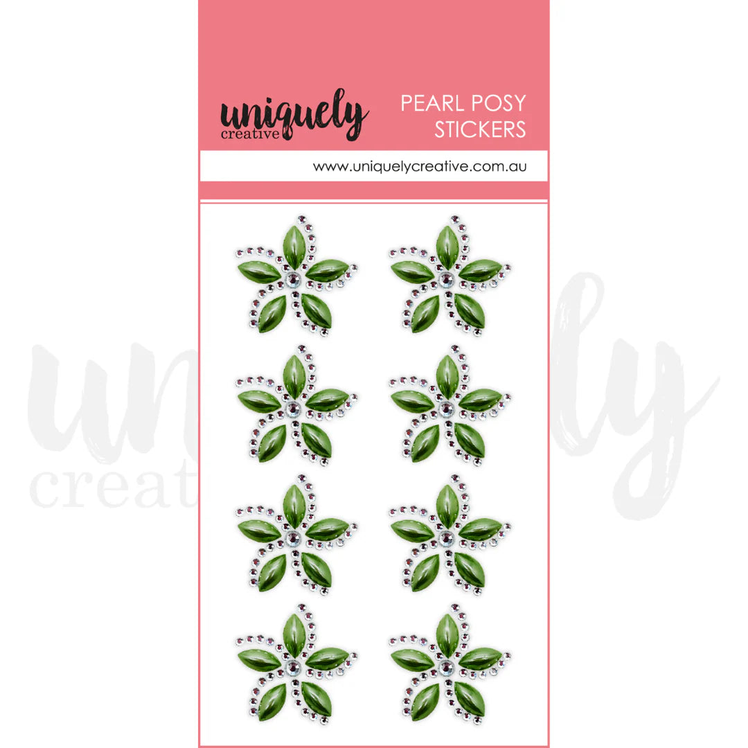 Uniquely Creative Embellishments- Pearl Posy Stickers- Christmas Green