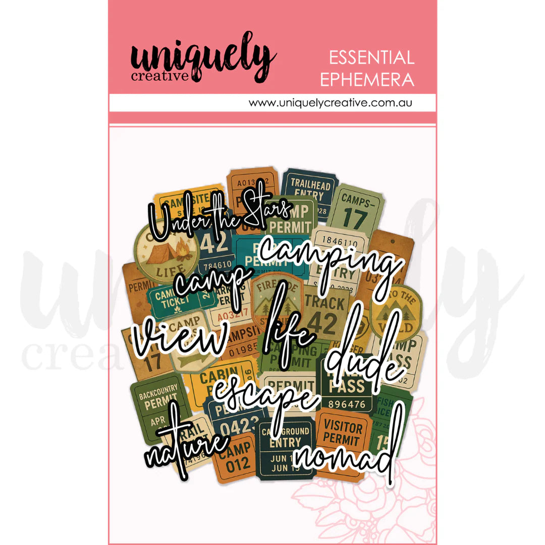 Uniquely Creative Essential Ephemera- Camping Tickets & Tiles