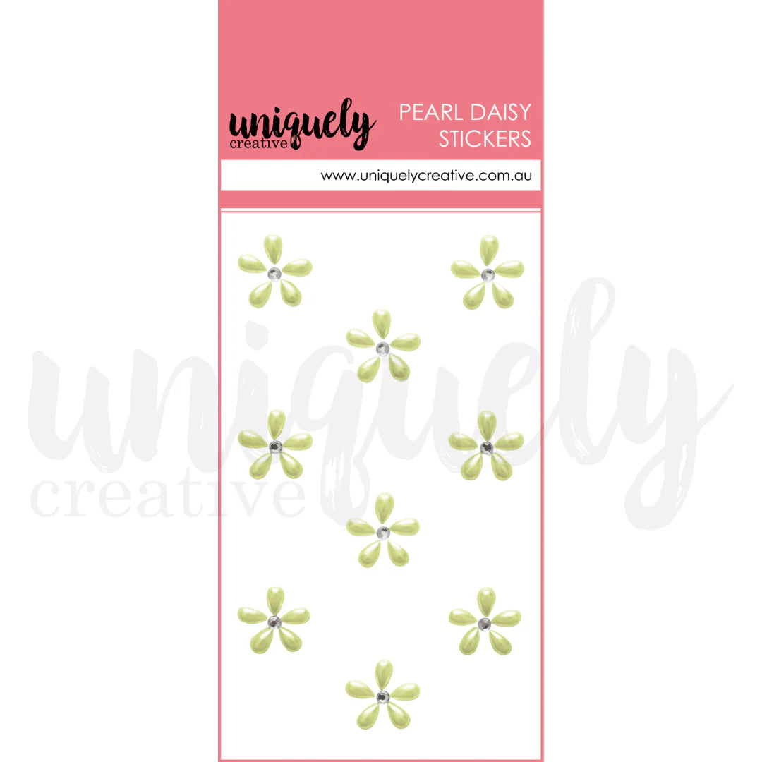 Uniquely Creative Embellishments- Pearl Daisy Stickers- Green