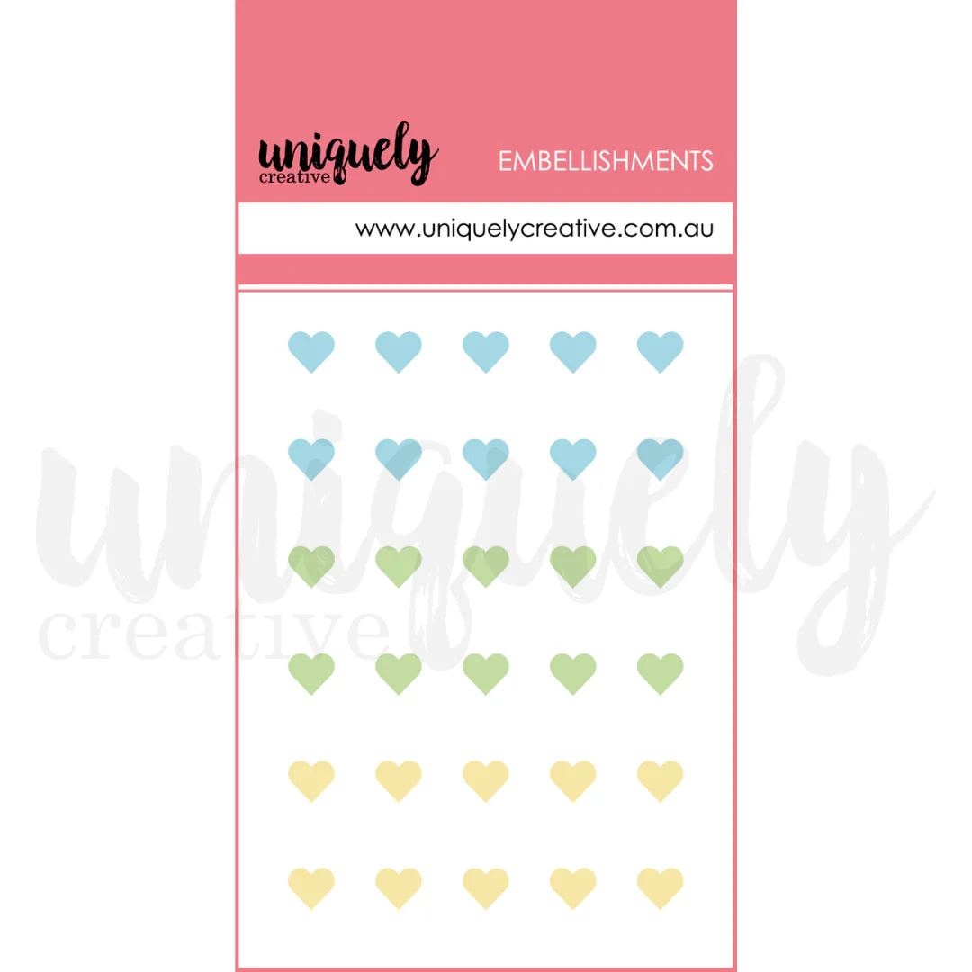 Uniquely Creative Embellishments- Dew Drop Heart Stickers- Luminous