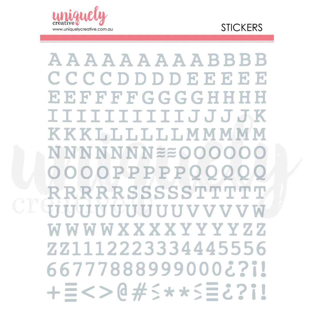 Uniquely Creative Stickers- Puffy Alpha Uppercase- Silver