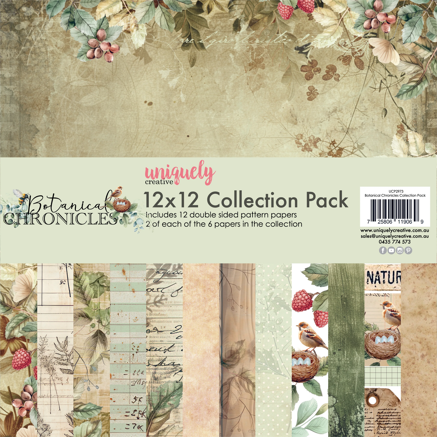 Uniquely Creative 12x12 Double Sided Paper Pack - Botanical Chronicles