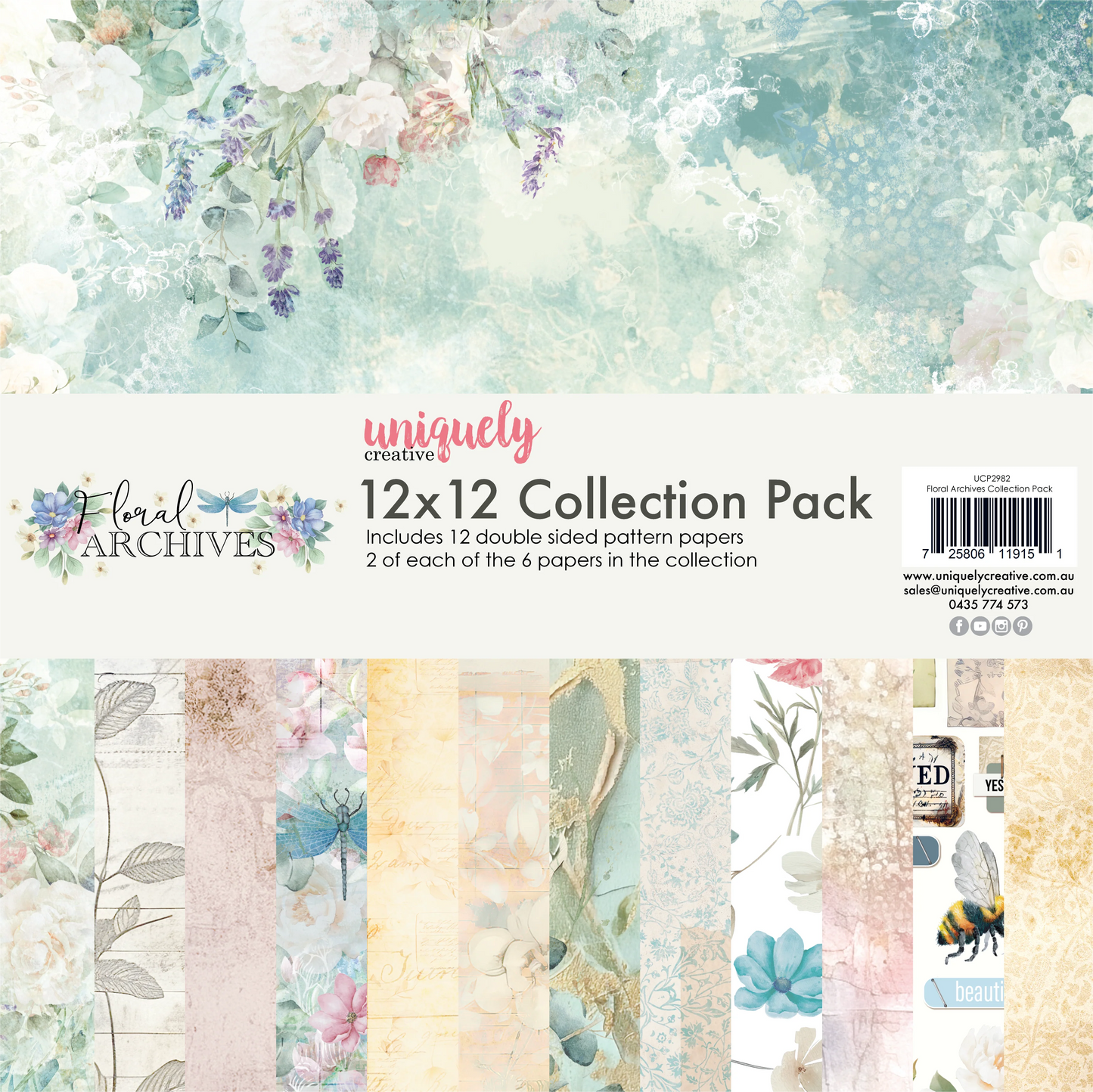 Uniquely Creative 12x12 Double Sided Paper Pack - Floral Archives