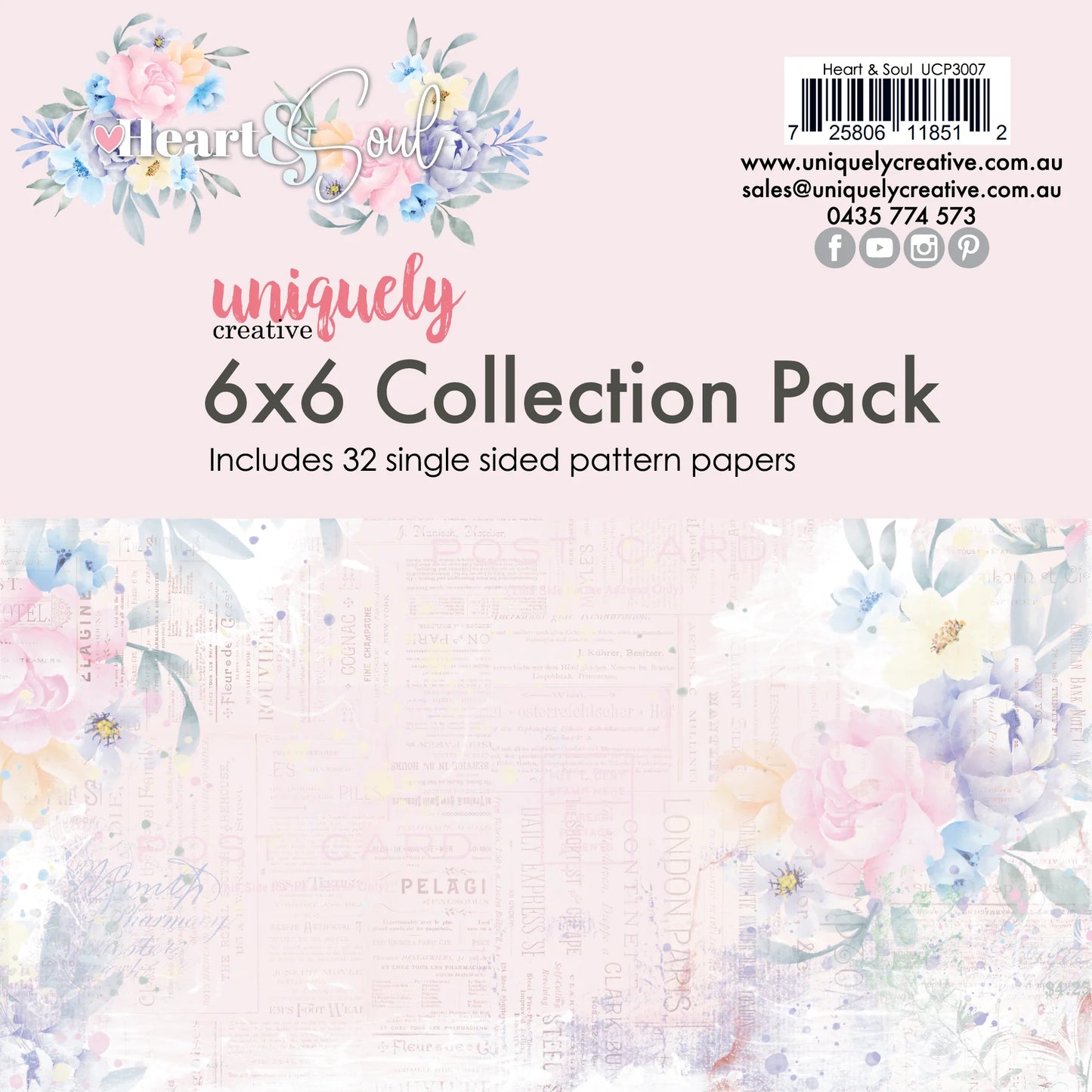 Uniquely Creative 6x6 Single Sided Paper Pad - Heart & Soul