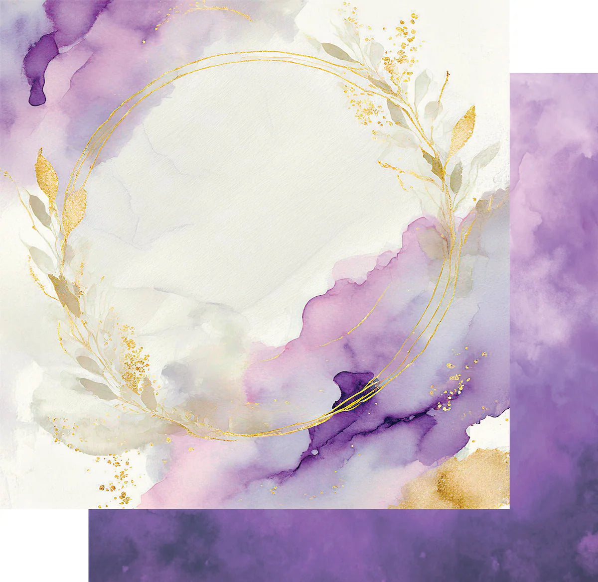 Uniquely Creative 12x12 Double Sided Paper- Ultraviolet Delight- Gold & Amethyst