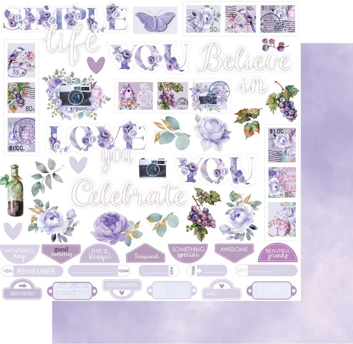 Uniquely Creative 12x12 Double Sided Paper- Ultraviolet Delight- Simple Life