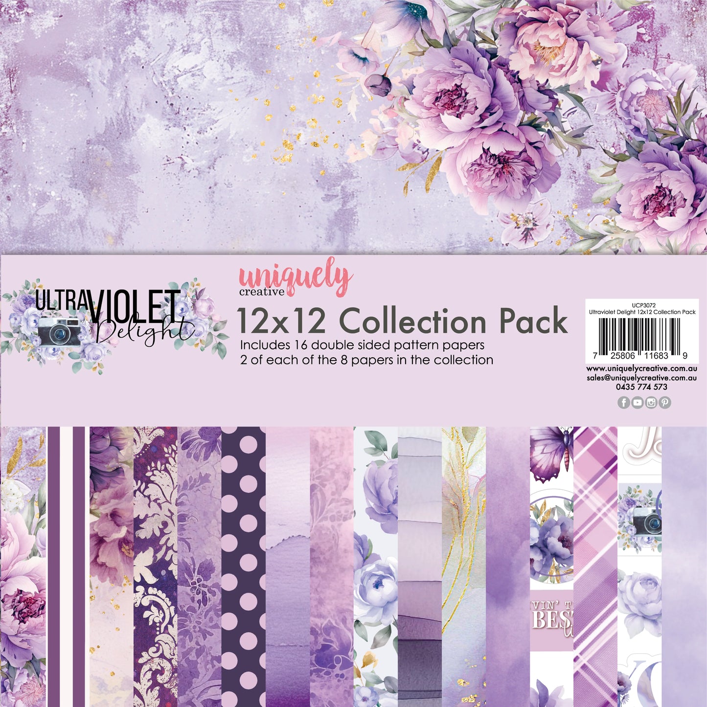 Uniquely Creative 12x12 Double Sided Paper Pack - Ultraviolet Delight