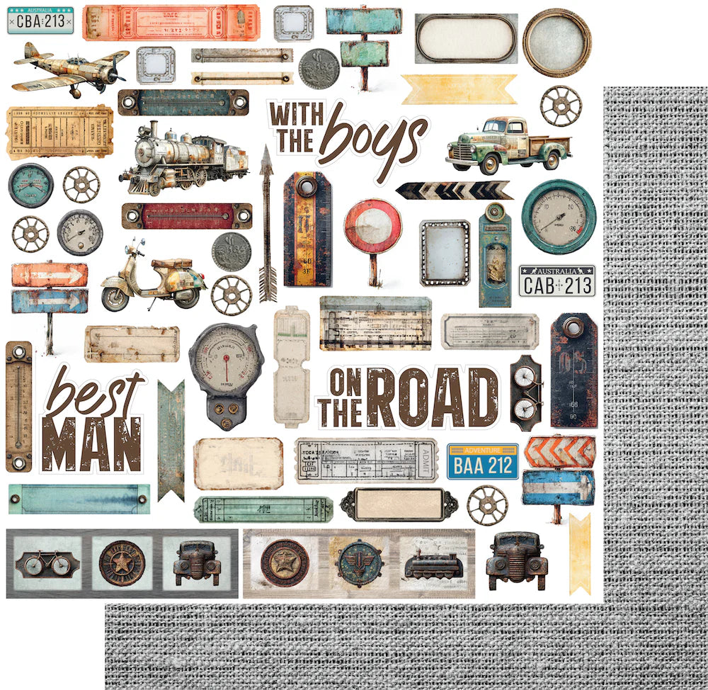 Uniquely Creative 12x12 Double Sided Paper- Wings & Wheels- Speed Limit