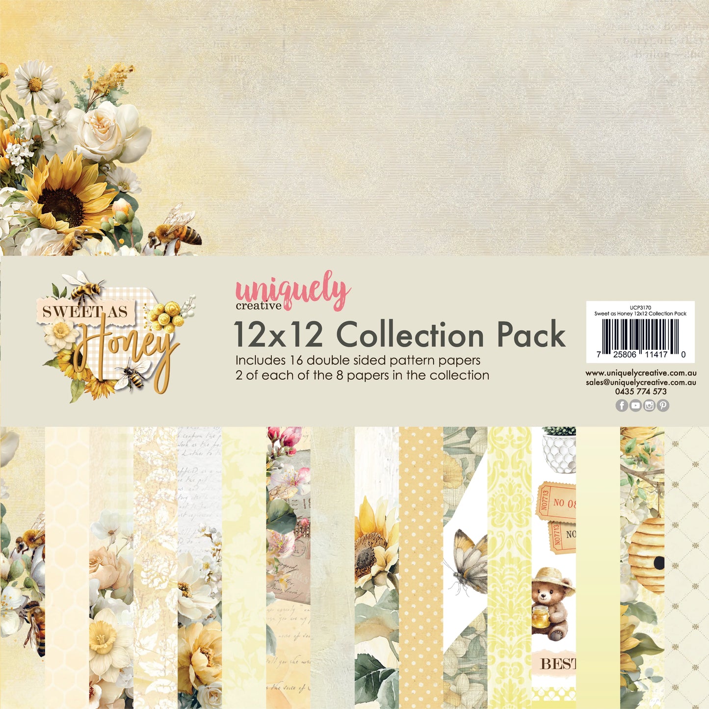 Uniquely Creative 12x12 Double Sided Paper Pack - Sweet As Honey