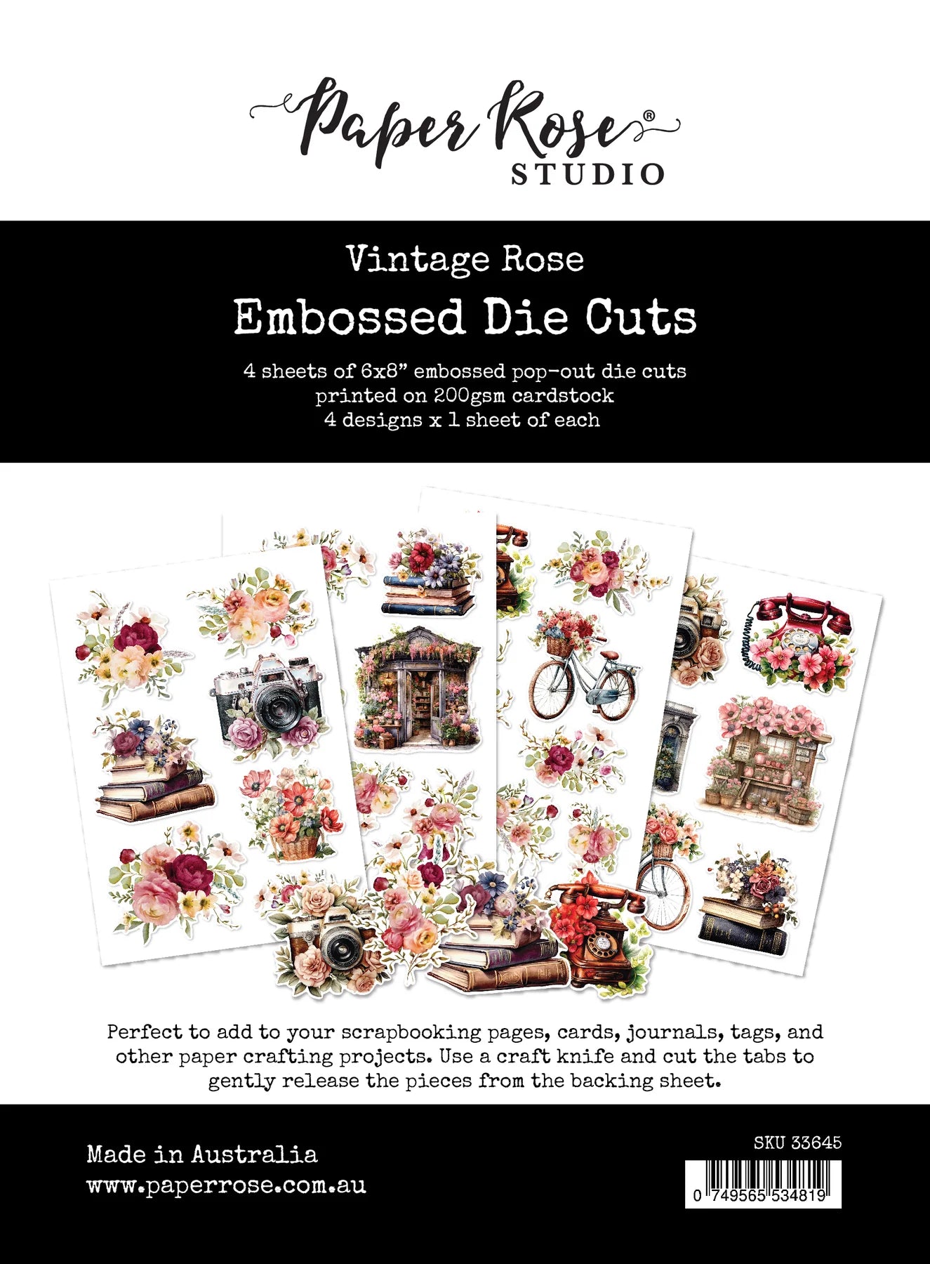 Paper Rose Studio Embossed Die Cuts- Vintage Rose
