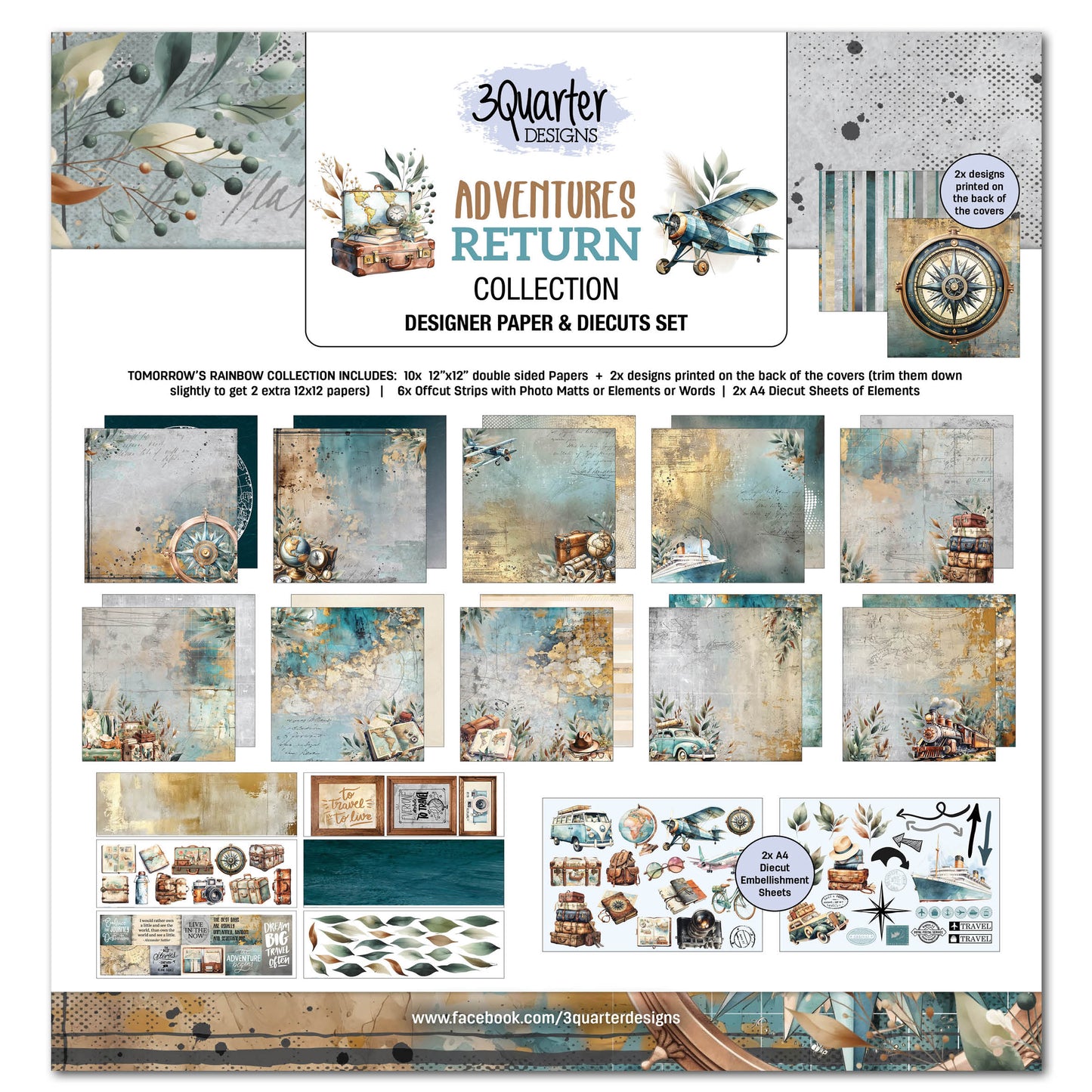 3 Quarter Designs Paper & Chipboard Collections - Adventures Return
