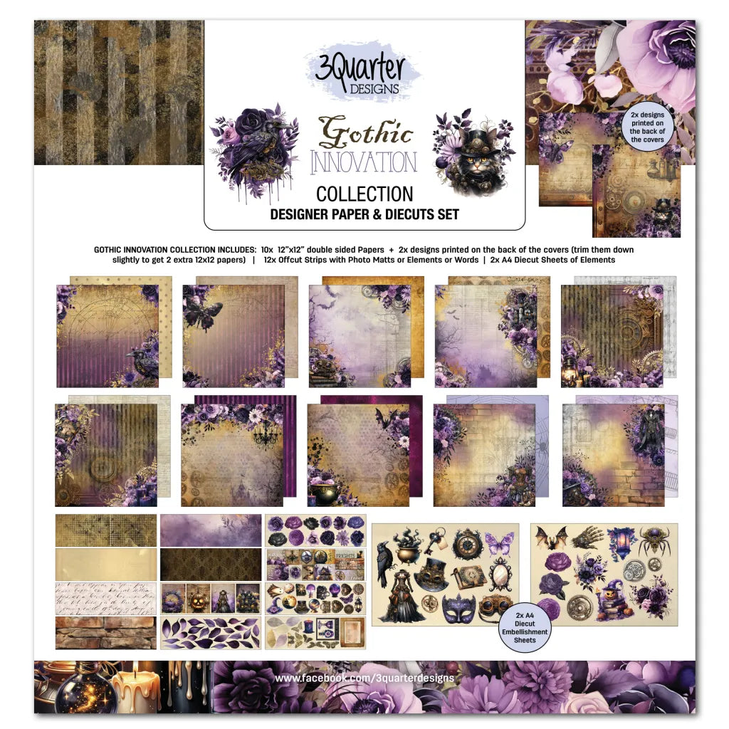 3Quarter Designs Collection- Designer Paper & Diecut Set- Gothic Innovation