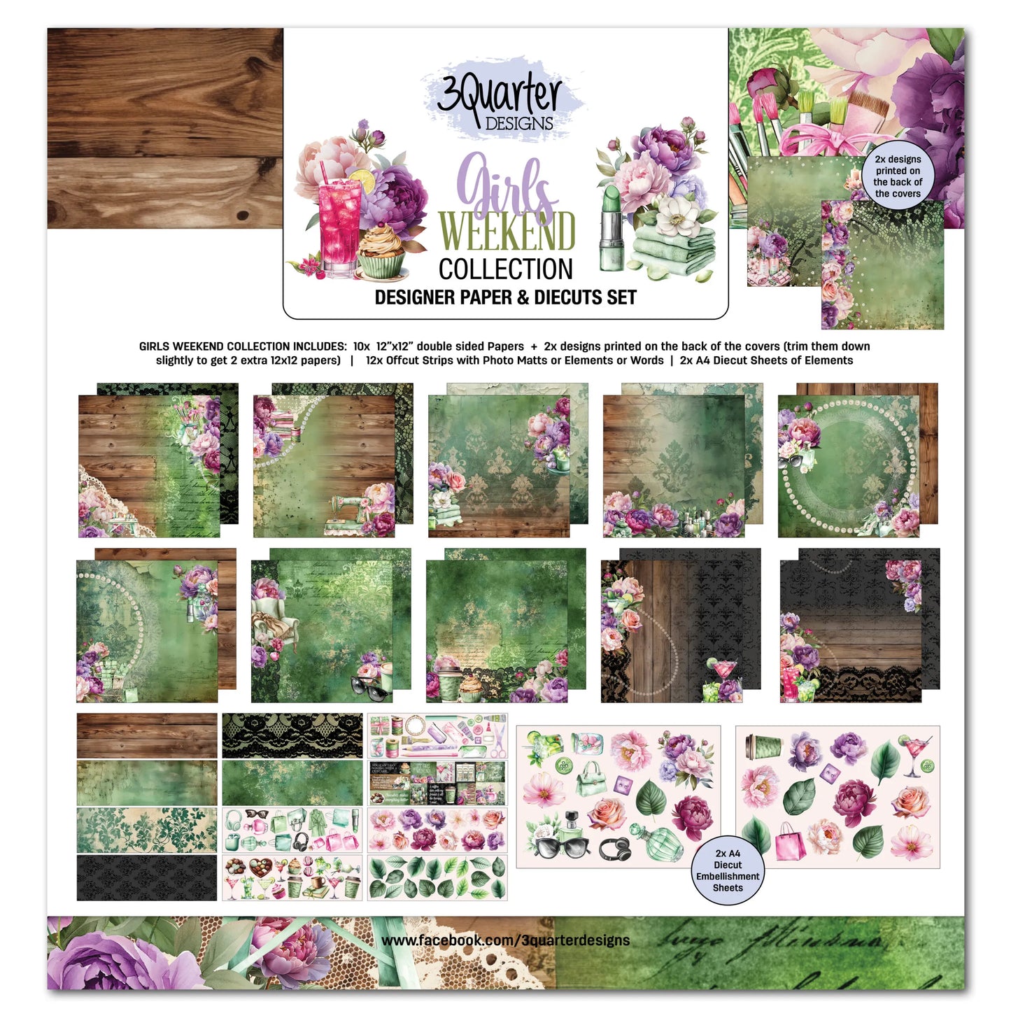 3Quarter Designer Paper & Diecuts Set- Girls Weekend