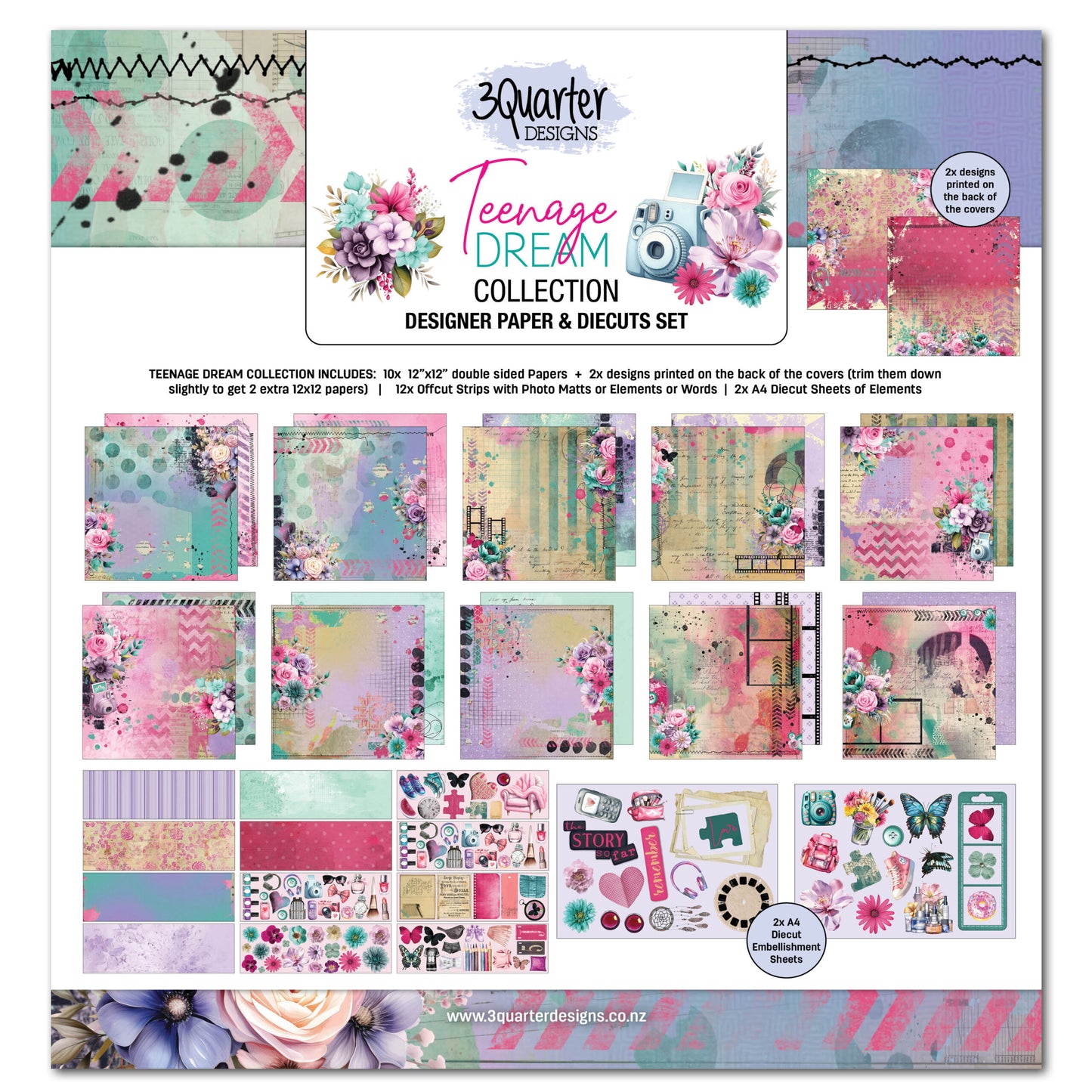 3Quarter Designs Paper & Diecuts Set- Teenage Dream
