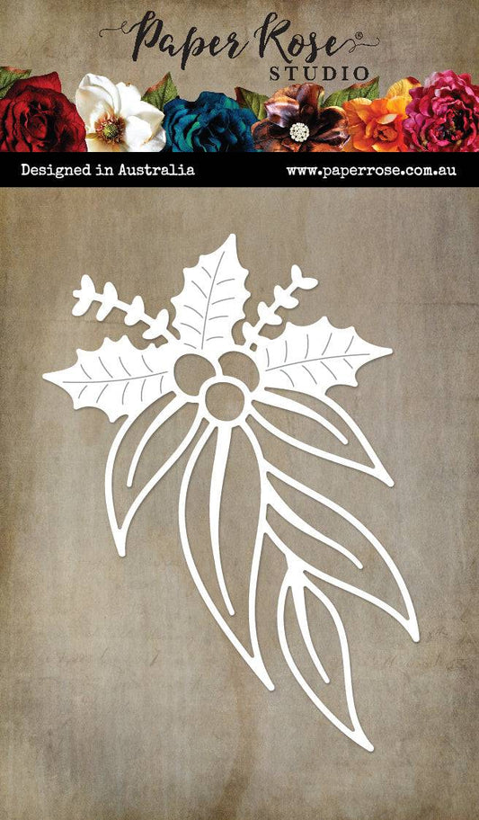 Paper Rose Studio Metal Die - Aussie Christmas Gum Leaves & Holly Bouquet Large