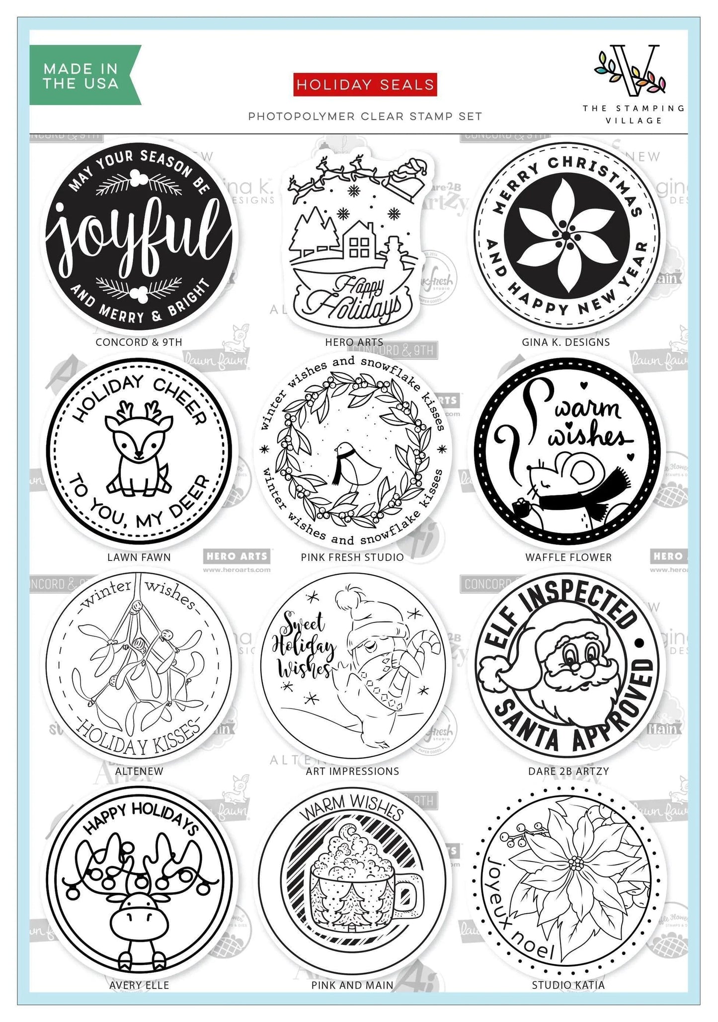 Altenew Photopolymer Clear Stamp Set- Holidays Seals
