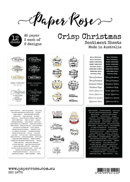 Paper Rose Studio A5 Sentiments Sheet - Crisp Christmas