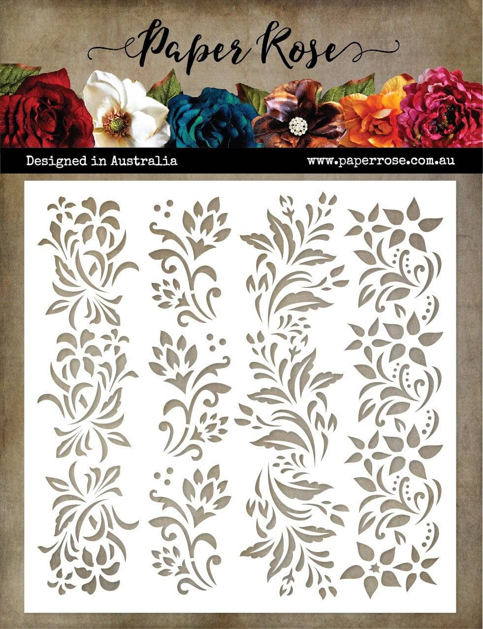 Paper Rose Studio 6x6 Stencil - Floral Borders