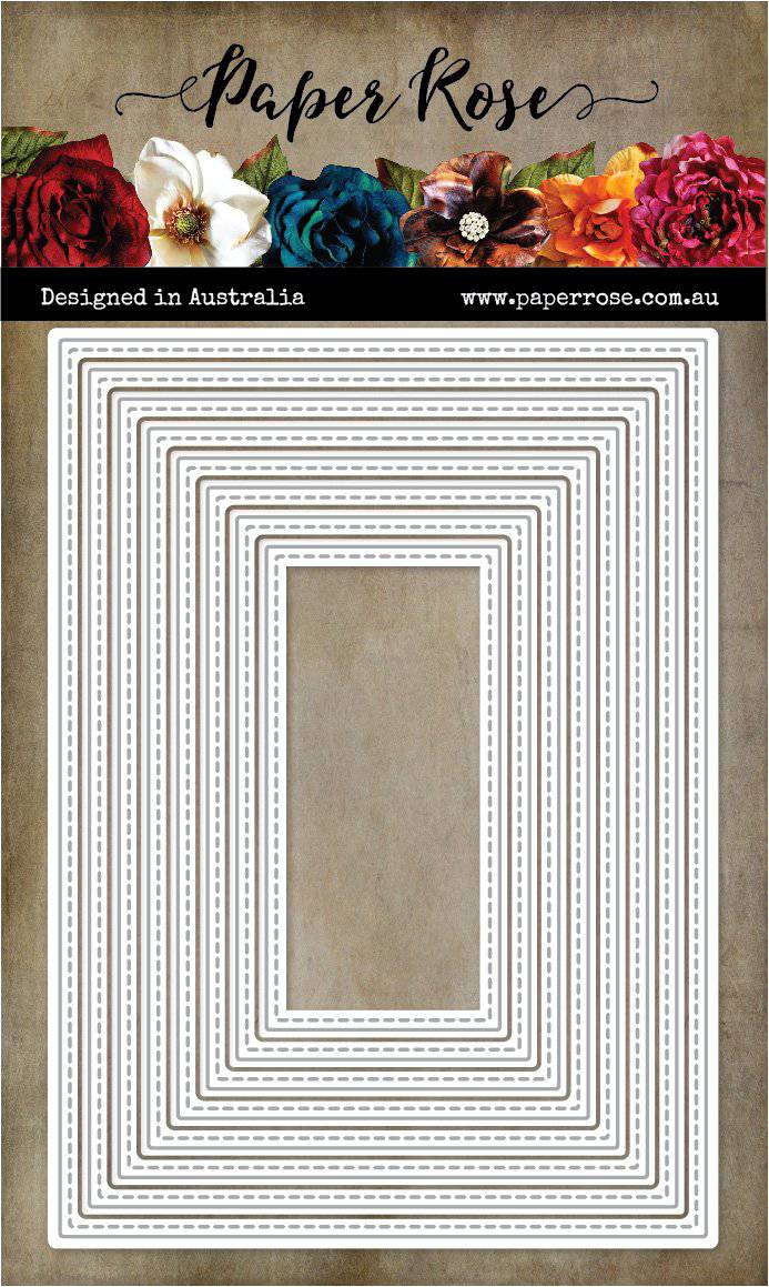Paper Rose Studio Metal Die - Stitched Rectangles 8 Piece (Nesting)