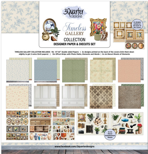 3Quarter Designs Designer Paper & Diecuts Set- Timeless Gallery
