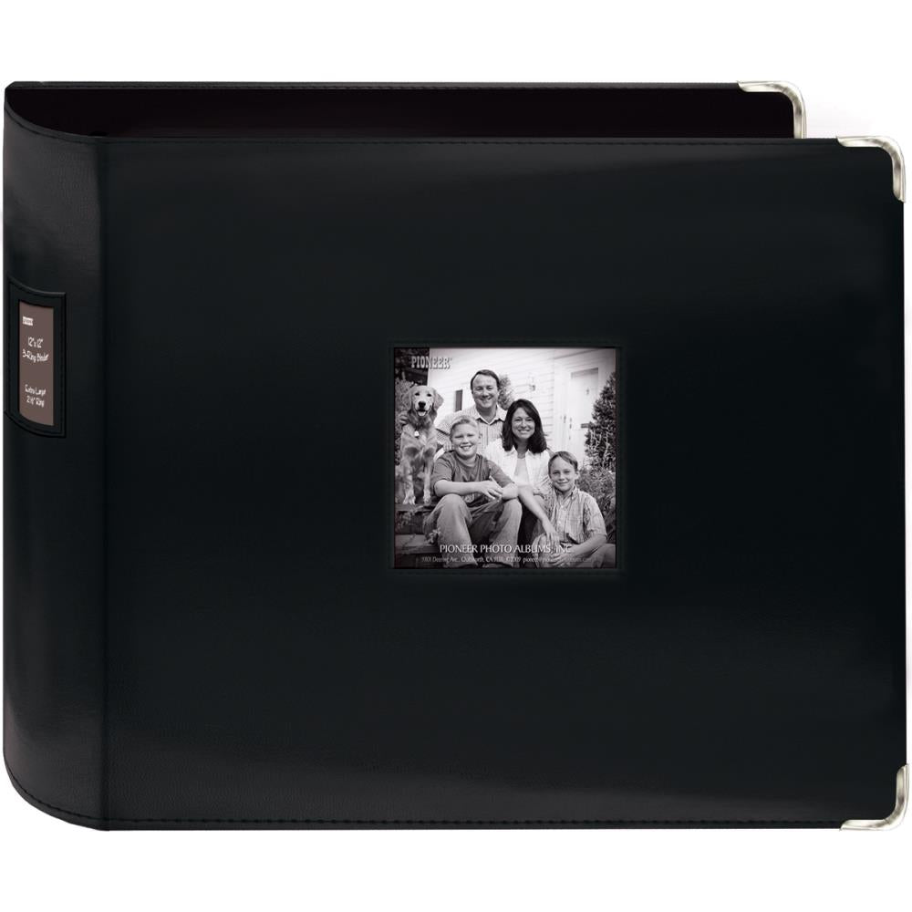 Pioneer 12x12 3-Ring Sewn Leatherette Album- Black