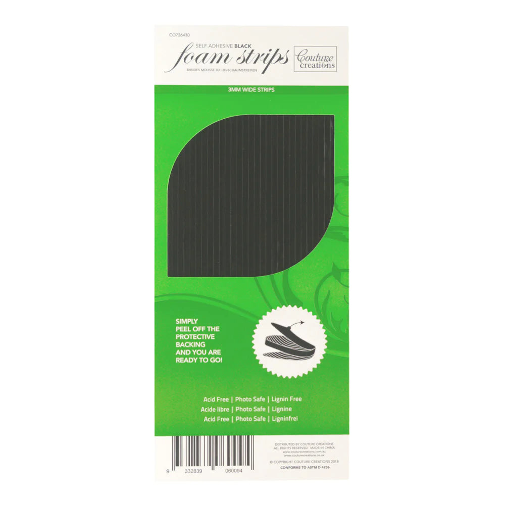Couture Creations Self Adhesive Foam Strips - Black