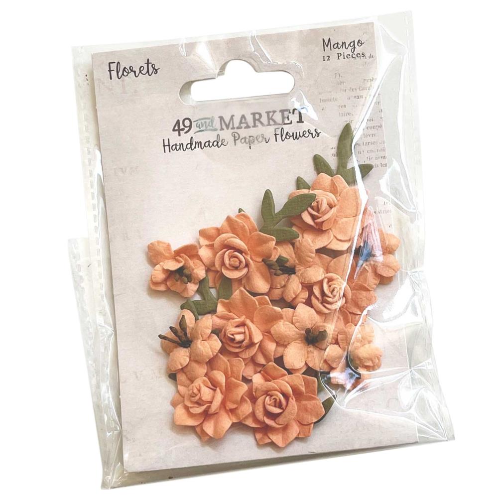 49 & Market Florets Paper Flowers - Mango 12 pieces