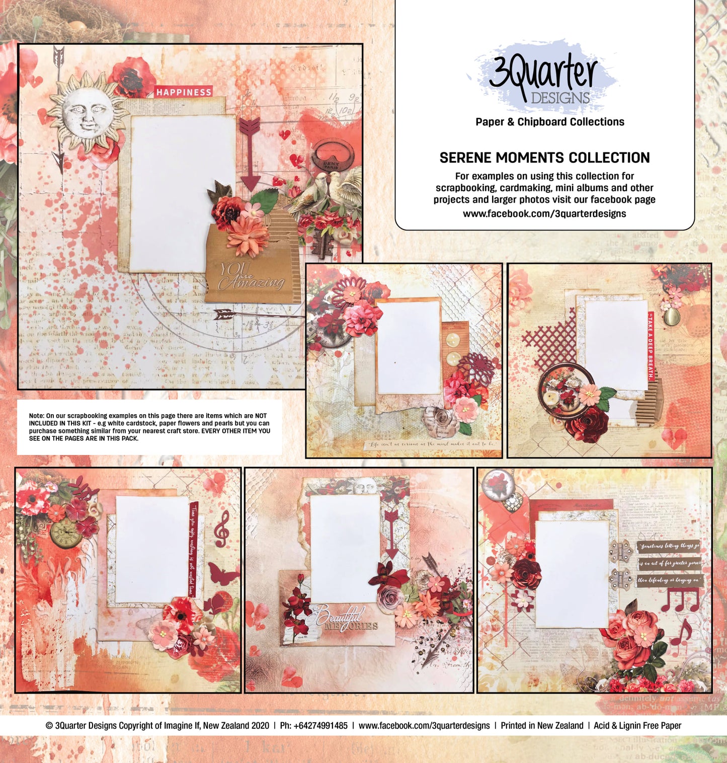 3Quarter Designs 12x12 Paper & Chipboard Collections- Serene Moments
