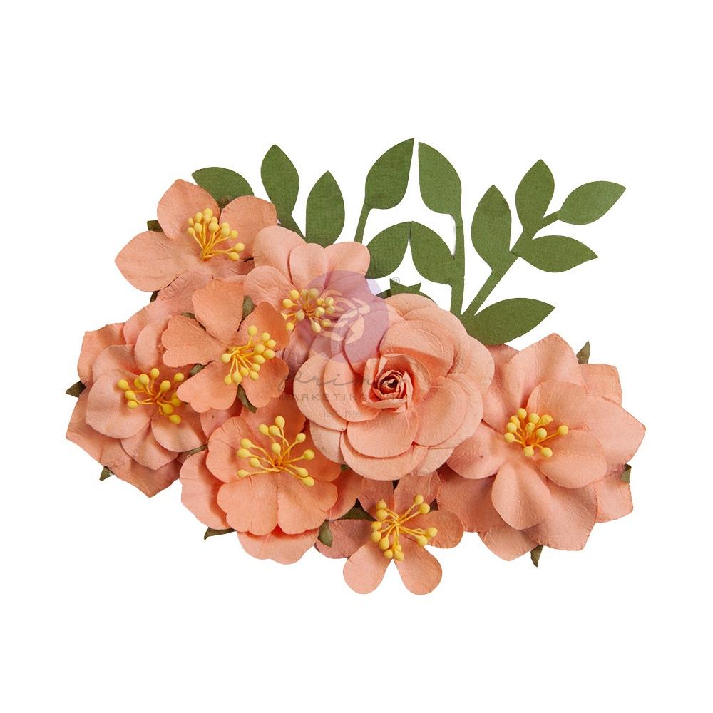 Prima Marketing Mulberry Paper Flowers- Orange Blossom/Painted Floral