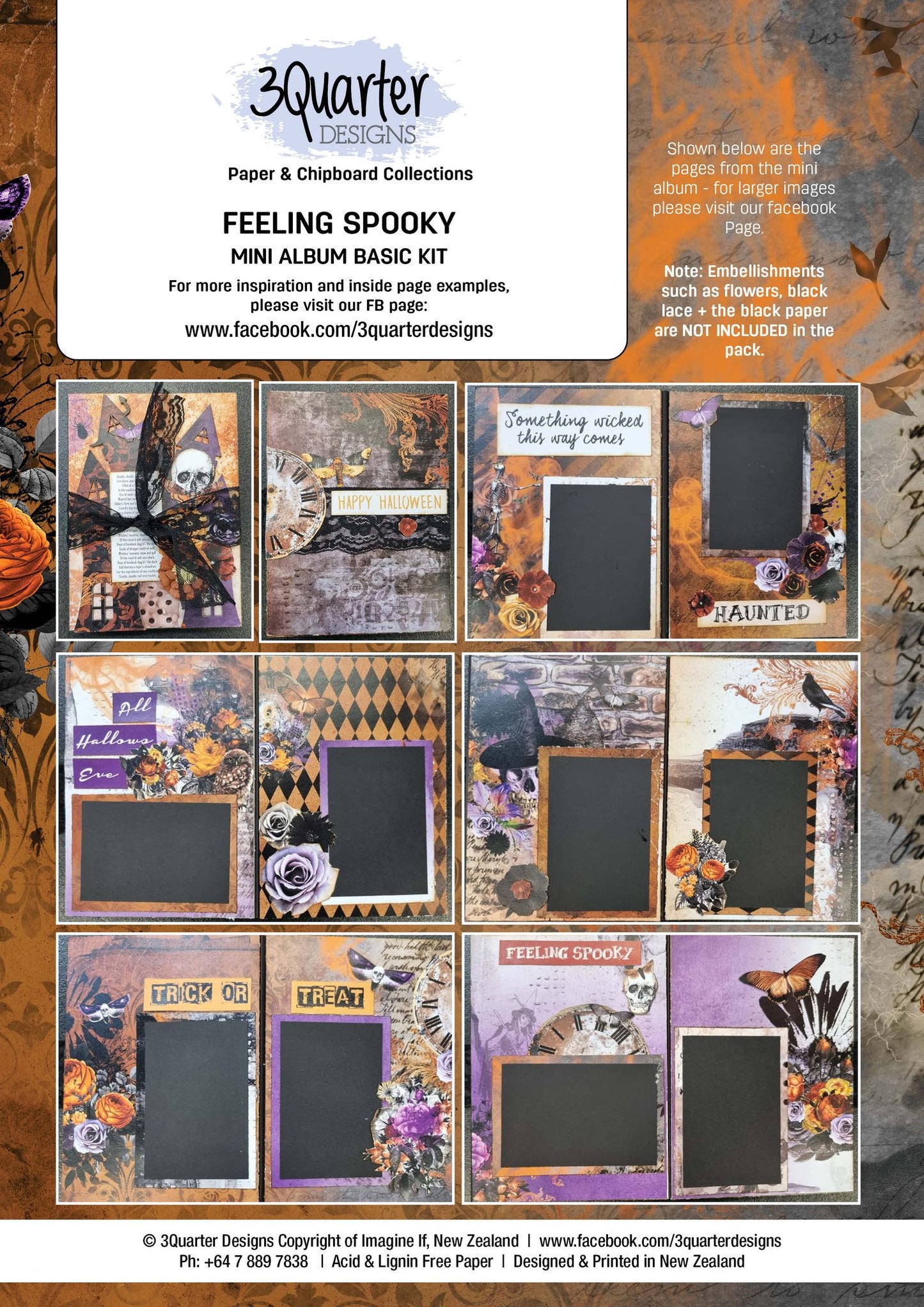 3Quarter Designs Paper & Chipboard Collections- Feeling Spooky Mini Album
