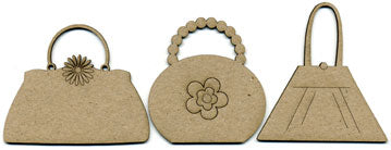 Scrapfx Chipboard Embellishment- Handbags x 3