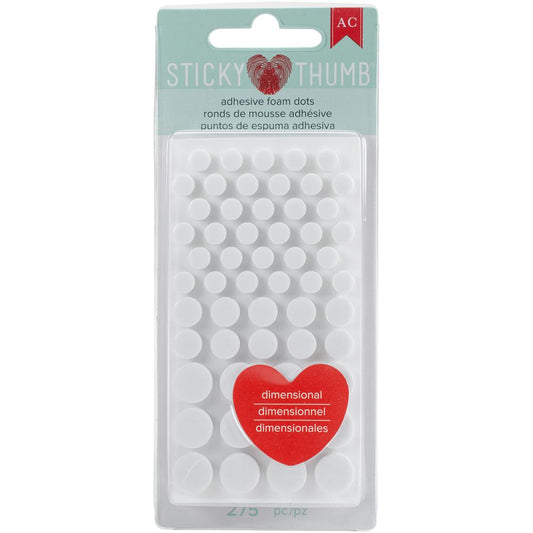 Sticky Thumb Adhesive Foam Dots- 3 sizes 275 pcs