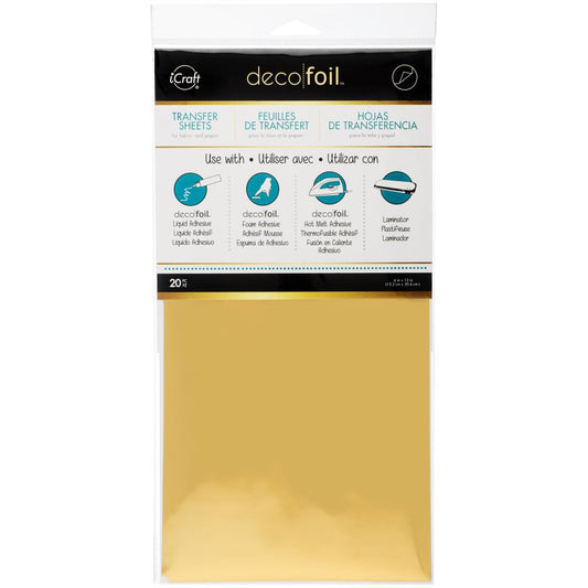 iCraft Deco Foil Transfer Sheets 6" x 12" -20 pk - Gold