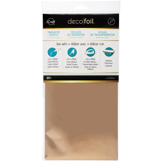 iCraft Deco Foil Transfer Sheets- Rose Gold 20 pcs