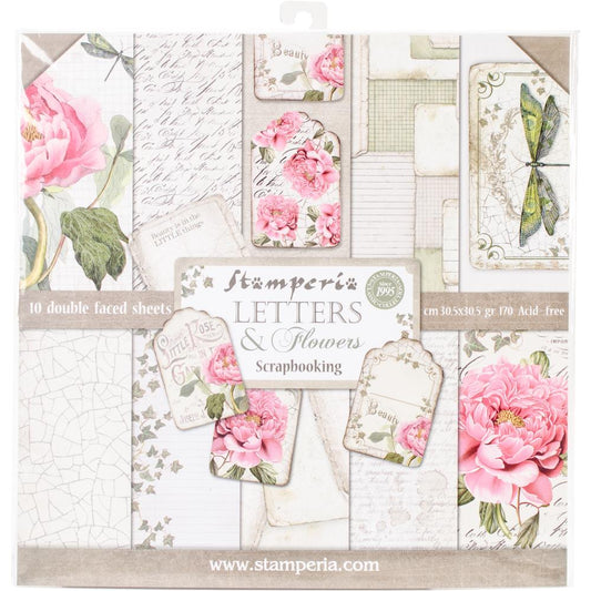 Stamperia 12x12 Double Sided Paper Pack - Letters & Flowers