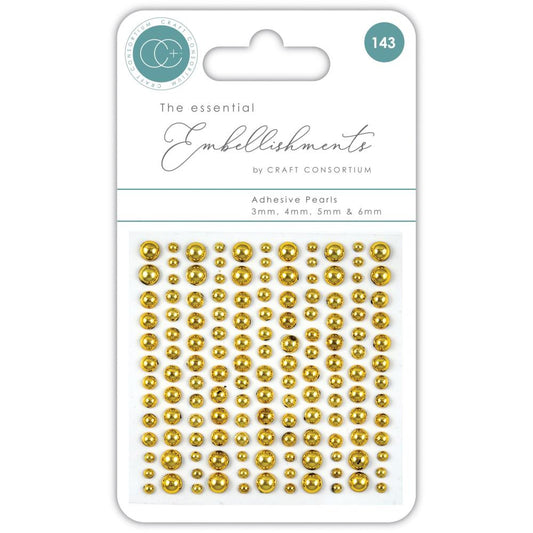 Craft Consortium The Essential Embellishment- Adhesive Pearls- Gold