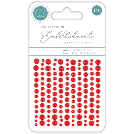 Crafters Consortium The Essential Embellishments- Adhesive Dew Drops- Red-143 pieces