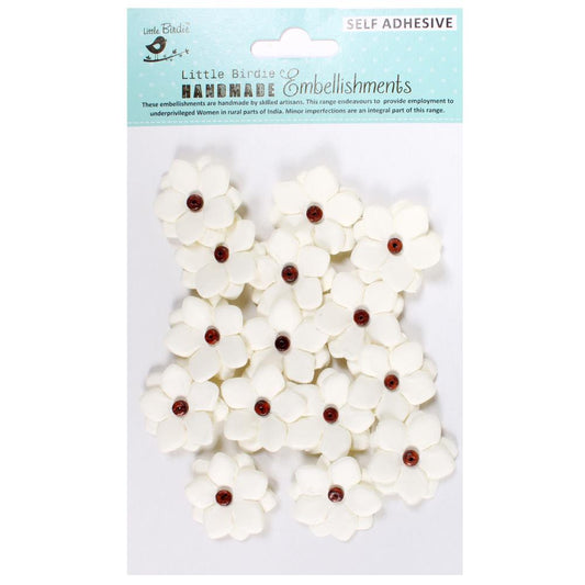 Little Birdie Handmade Embellishments- Self Adhesive Paper Flowers- Estela Shabby Chic Bouquet -15 pcs