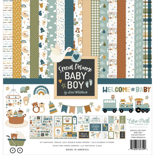 Echo Park 12x12 Double Sided Paper Pack - Special Delivery Baby Boy