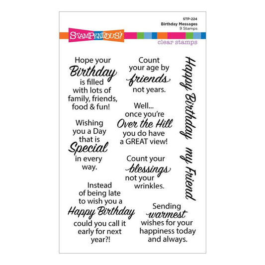 Stampendous! Clear Stamps - Birthday Messages Set of 9