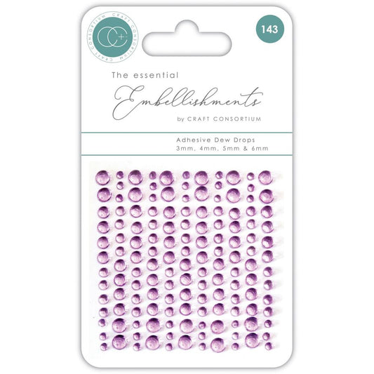 Craft Consortium The Essentials Embellishments Adhesive Dew Drops - Lilac-143 pieces