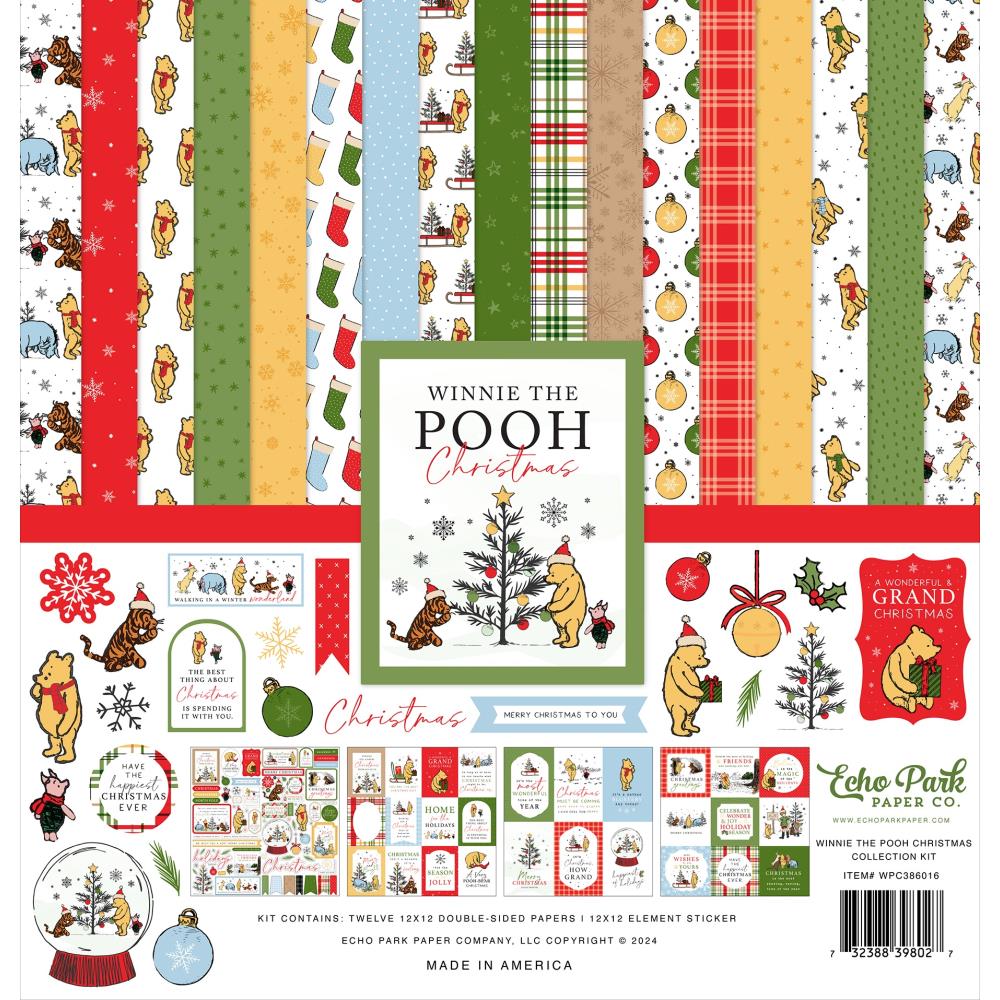 Echo Park 12x12 Double Sided Paper - Winnie The Pooh Christmas