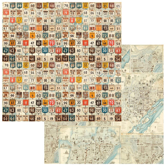 49 and Market 12x12 Double Sided Paper- Rust and Revs- Thrill