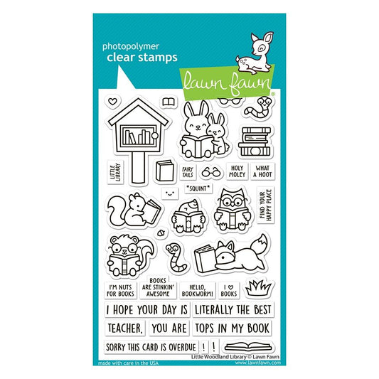 Lawn Fawn Photopolymer Clear Stamps- Little Woodland Library