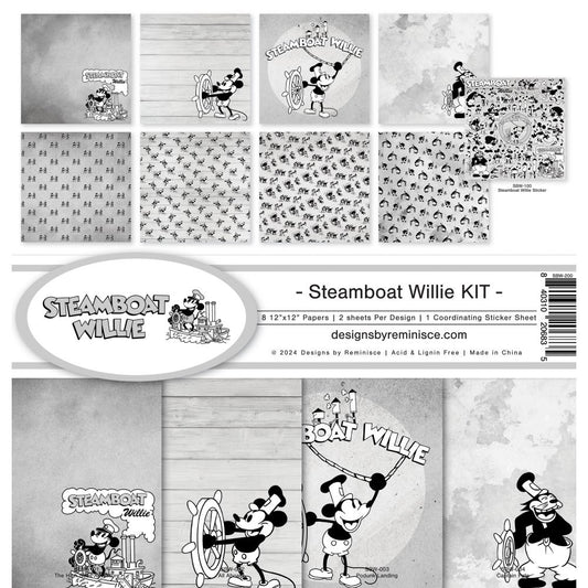 Reminisce 12x12 Double Sided Paper Pack - Steamboat Willie Kit