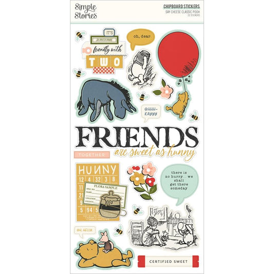 Simple Stories Say Cheese Classic Pooh 6"x12" Chipboard Stickers