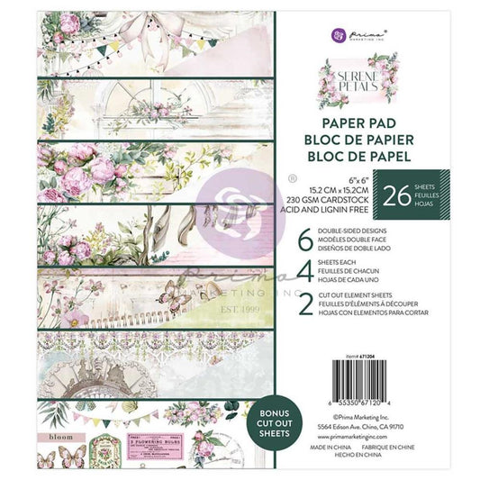 Prima Marketing 6x6 Double Sided Paper Pad - Serene Petals