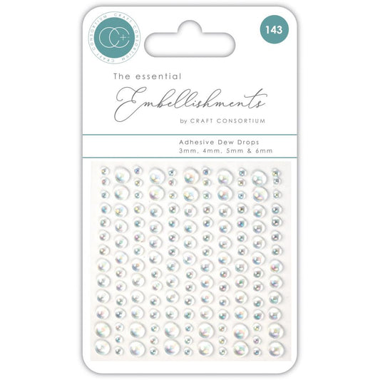 Craft Consortium- The Essential Embellishments- Adhesive Dew Drops- Iridescent-143 pcs