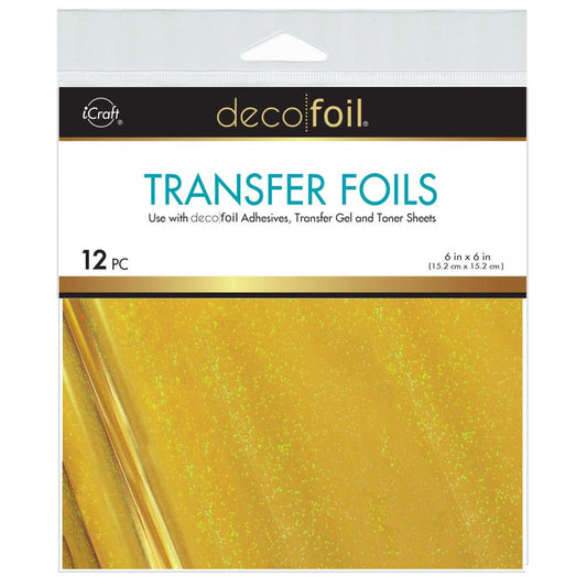 Deco Foil Transfer Sheets 6"x 6" 12 pkg- Gold Sparkle